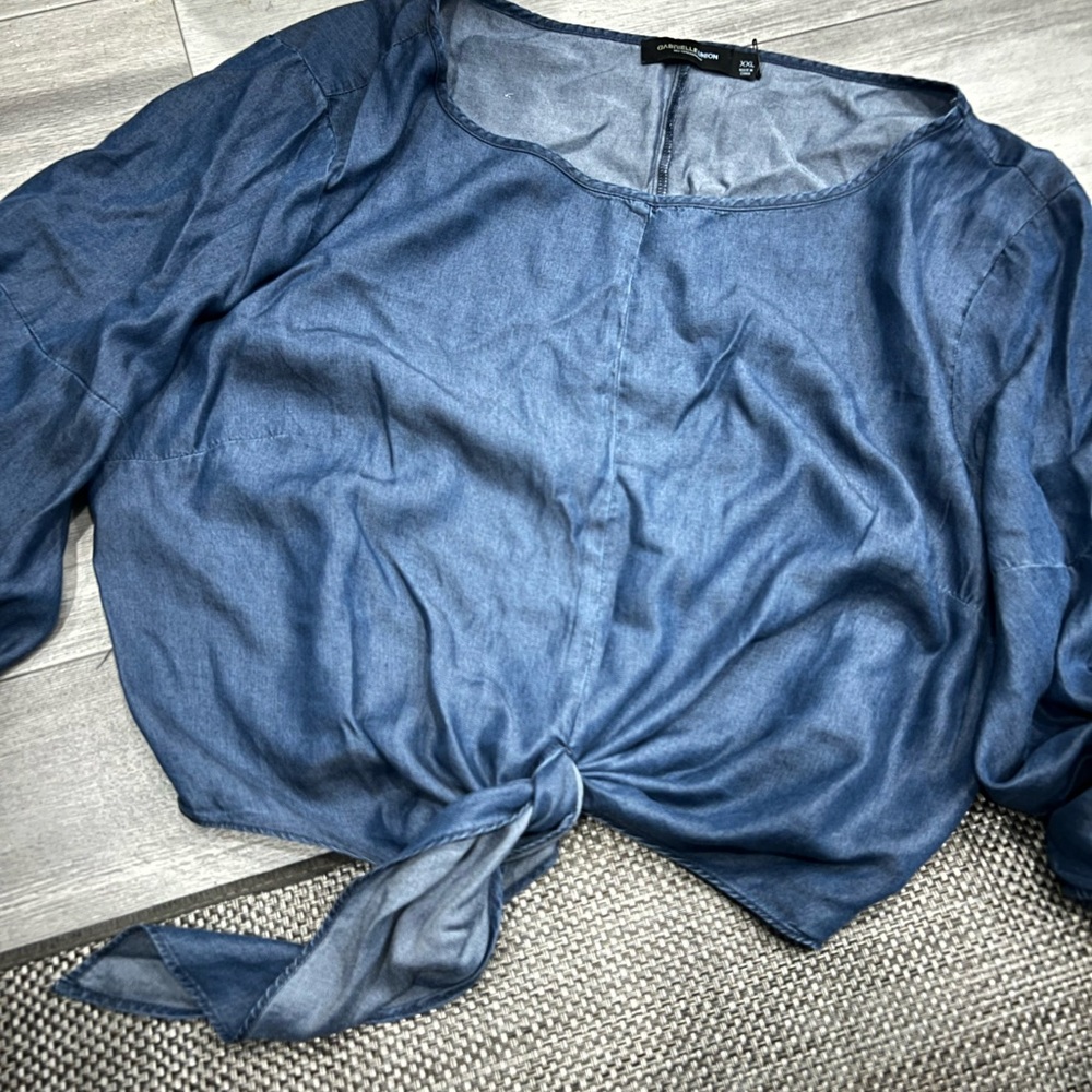 Gabrielle union chambray denim plus size top xxl